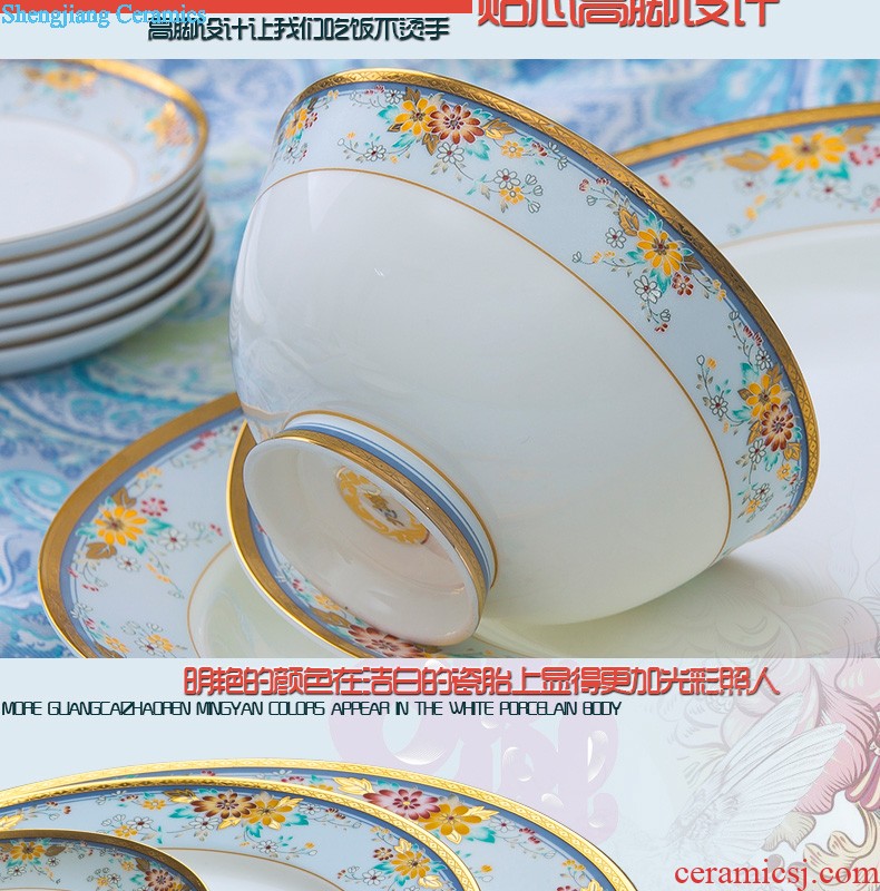 Jingdezhen porcelain tableware FanPan bone plate nine domain Glair microwave special 7.5 inches deep circular plates