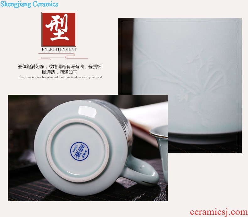 Archaize of yuan blue and white porcelain tableware prince pot soup pot broad-brimmed pot guiguzi bone porcelain jingdezhen high-grade ceramics