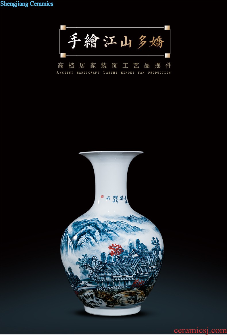 Jingdezhen ceramic celebrity master hand draw large vases, Chinese style household adornment hotel villa handicraft furnishing articles
