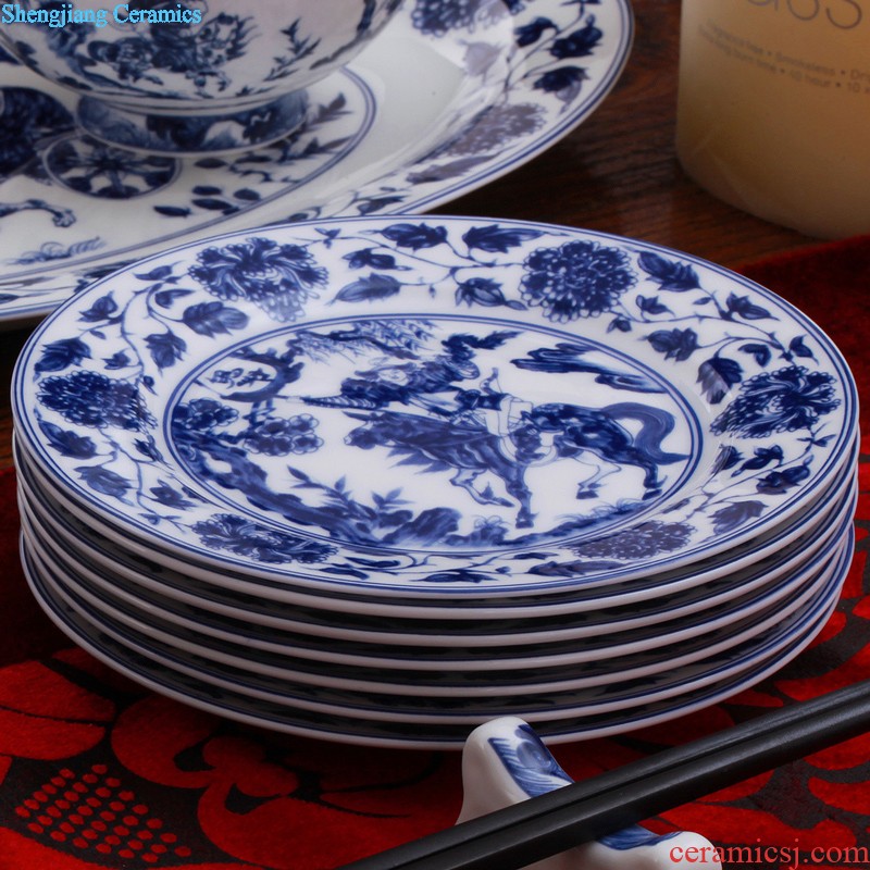 Glair blue and white porcelain of jingdezhen ceramic nine domain 56 skull porcelain tableware kit traditional dishes consolidation set