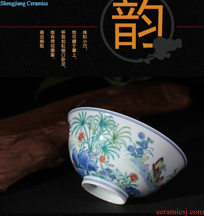 Nine domain qing qianlong blue bucket color and figure chicken stripes jingdezhen porcelain brush pot manual archaize chicken with cylinder cup