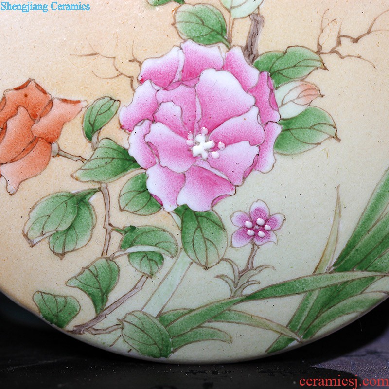 Nine domain Jingdezhen hand-painted pu 'er tea cans ceramic tea cake box of hand-painted flowers and plants tea pot