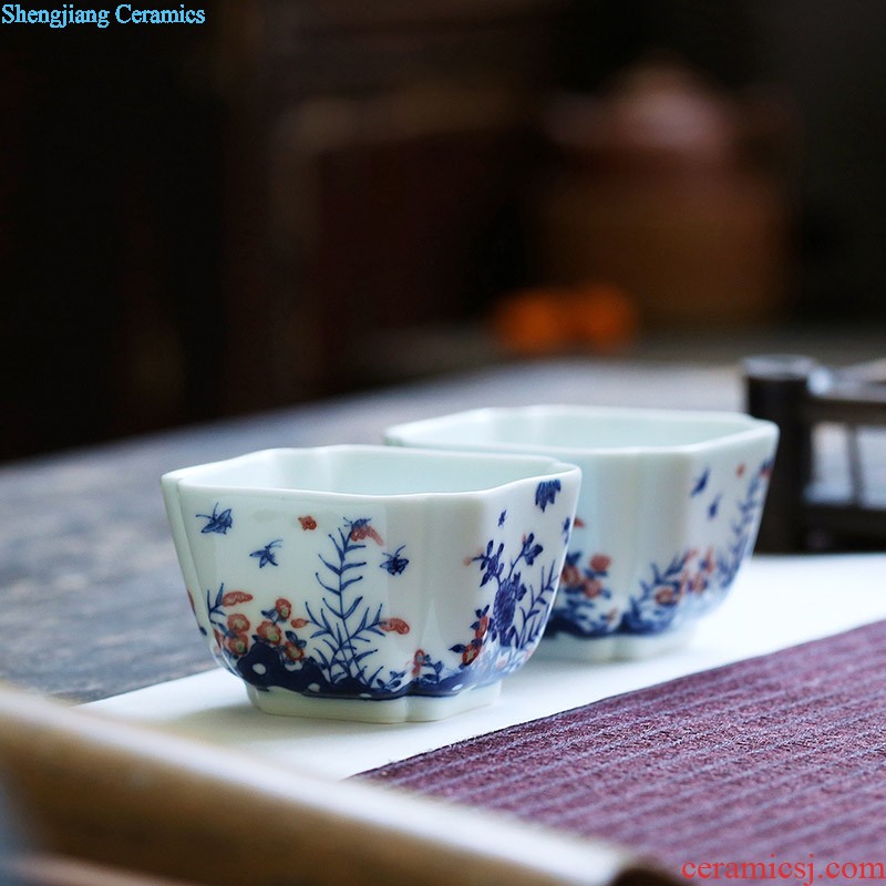 Jingdezhen single cup doucai dou color grape cup hand draw archaize ceramic tea cup sample tea cup