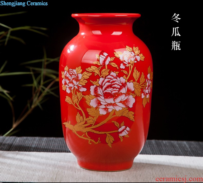 Jingdezhen ceramics lucky Chinese red porcelain vase and furnishing articles sitting room ark handicraft decorative household items