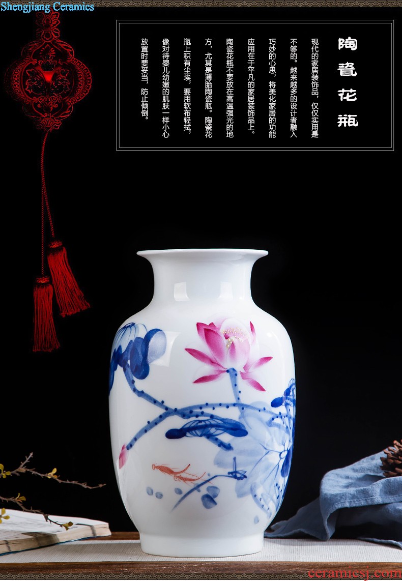 Contracted and contemporary jingdezhen ceramics vase carve shadow green rich ancient frame wine sitting room adornment home furnishing articles