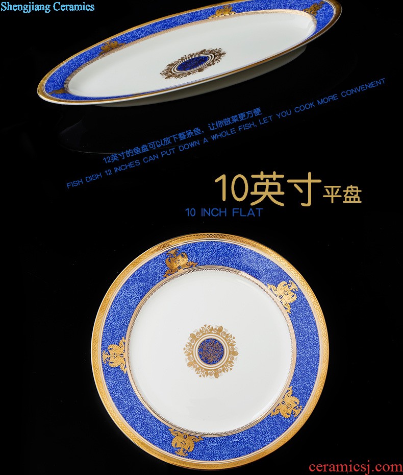 Phnom penh jingdezhen blue and white dishes suit nine domain 56 head Korean classical household daily-used porcelain tableware ceramics