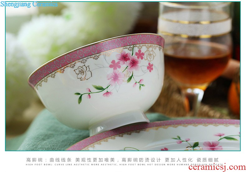 Jingdezhen 56 head Korean high-grade bone China tableware suit dish basin court to talk on ceramics