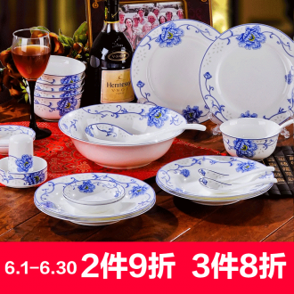 Bowl suit jingdezhen ceramic nine domain 56 skull porcelain tableware suit Korean wedding gifts from consolidation set of glasses