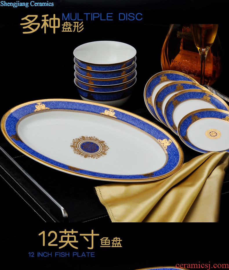 Phnom penh jingdezhen blue and white dishes suit nine domain 56 head Korean classical household daily-used porcelain tableware ceramics