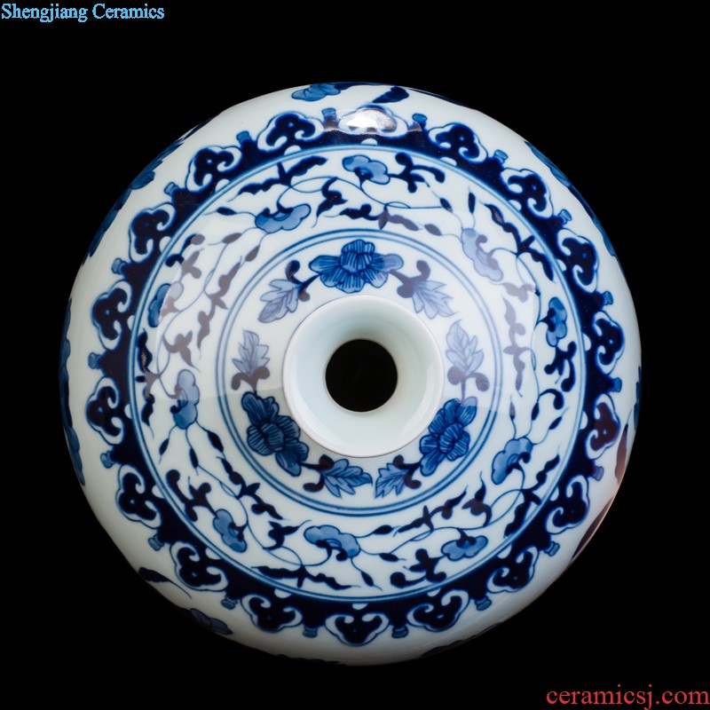 Jingdezhen ceramics vase antique blue-and-white large flower arranging new porch sitting room of Chinese style household act the role ofing is tasted furnishing articles