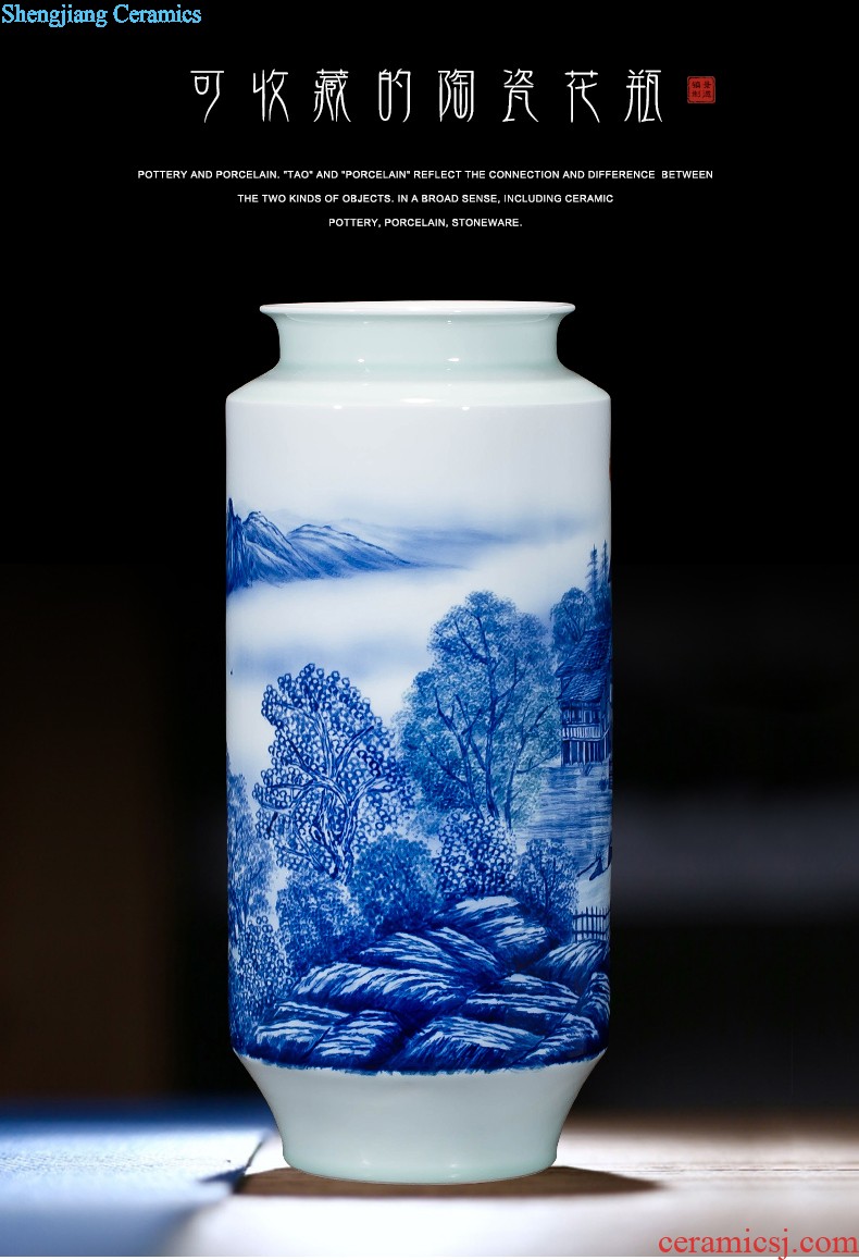 Jingdezhen ceramics vase antique blue-and-white large flower arranging new porch sitting room of Chinese style household act the role ofing is tasted furnishing articles