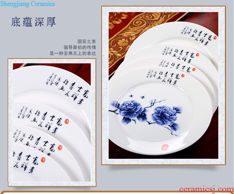 Home dishes suit eating food dishes Jingdezhen ceramic nine domain high-grade bone China porcelain tableware products to suit Chinese style