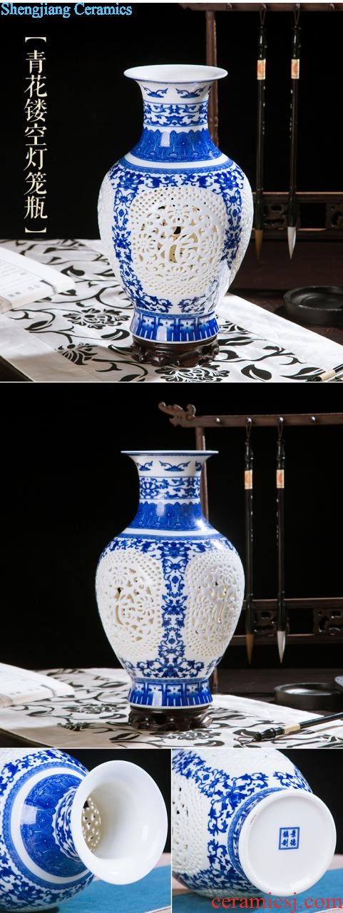 Jingdezhen ceramic knife clay hand-painted vases, flower arranging Chinese style household living room TV cabinet decoration handicraft furnishing articles