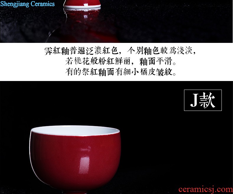 Master kung fu tea sample tea cup cup single cup personal cup tea cups of jingdezhen blue and white agate red plantain