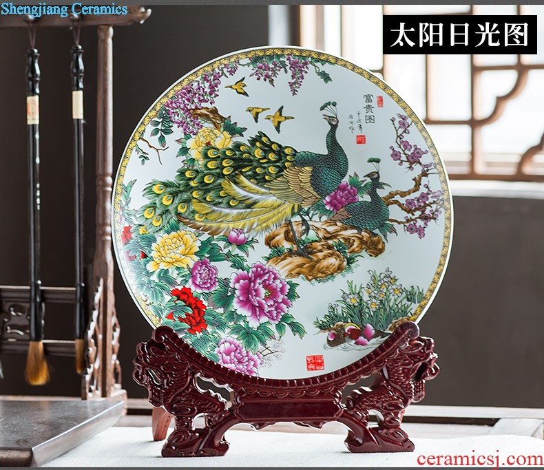 Jingdezhen ceramics furnishing articles household decorations hanging dish sitting room wine rich decorative plate Chinese arts and crafts