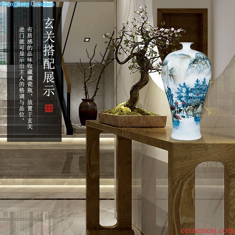 Jingdezhen ceramic celebrity master hand-painted jiangshan jiao large vases, new Chinese style household decorations furnishing articles