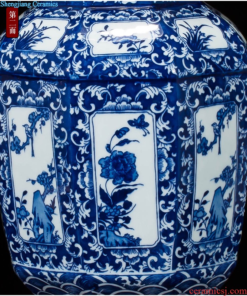 Jingdezhen ceramics vase antique blue-and-white large flower arranging new porch sitting room of Chinese style household act the role ofing is tasted furnishing articles