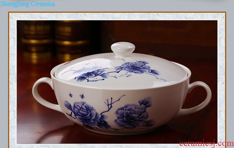 Jingdezhen blue and white porcelain tableware nine domain 68 skull porcelain tableware suit Blue and white dishes suit Chinese package mail