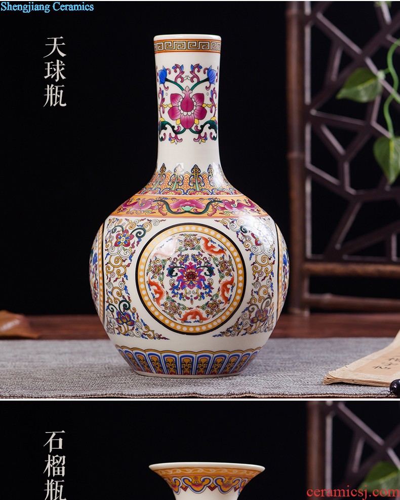 JingLongXuan jingdezhen ceramics Colored enamel vase Modern household adornment handicraft furnishing articles in the living room