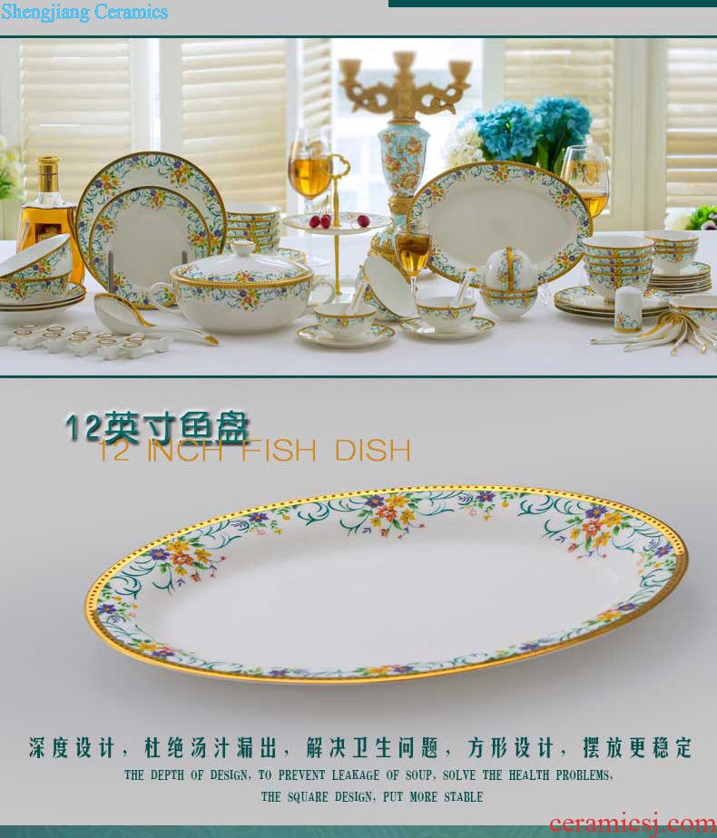 Jingdezhen fish dish 12 inch fish bone porcelain dish QingHuaPan dish dish dish bread plate tableware Chinese fish dishes