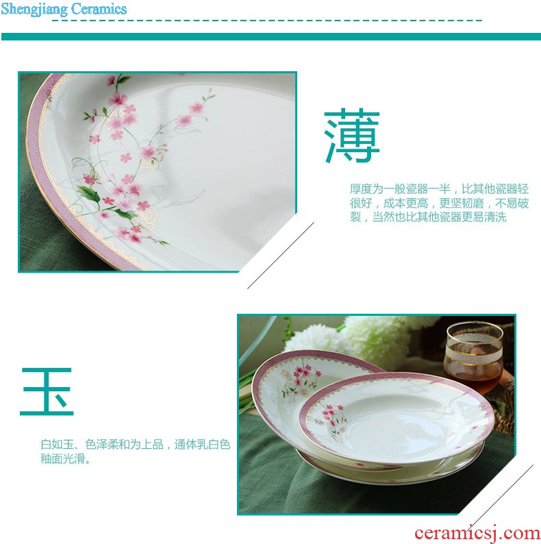 Jingdezhen 56 head Korean high-grade bone China tableware suit dish basin court to talk on ceramics