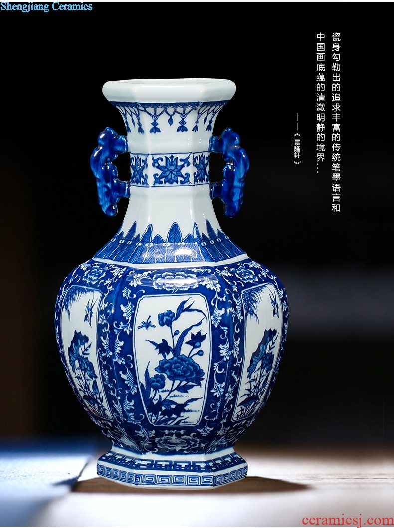 Jingdezhen ceramics vase antique blue-and-white large flower arranging new porch sitting room of Chinese style household act the role ofing is tasted furnishing articles