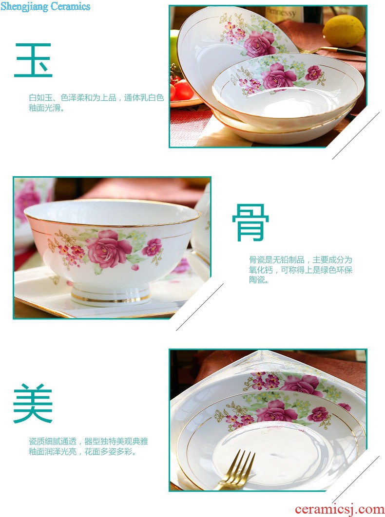 The traditional blue and white porcelain of jingdezhen ceramic nine domain 56 skull porcelain tableware suit Glair dishes consolidation