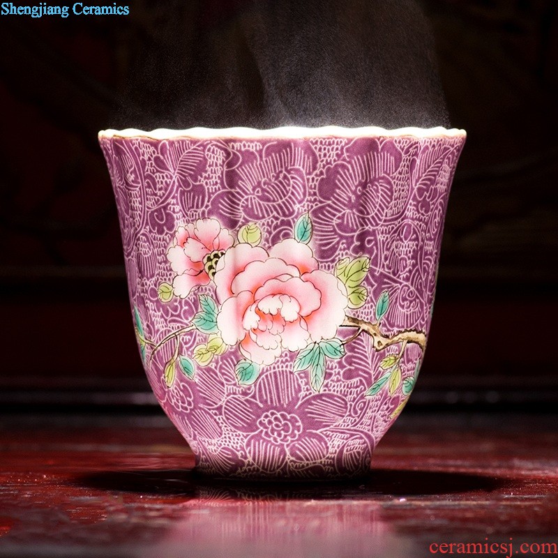 Hand painted blue and white square cup sample tea cup youligong jingdezhen ceramic kung fu tea tea service master cup by hand