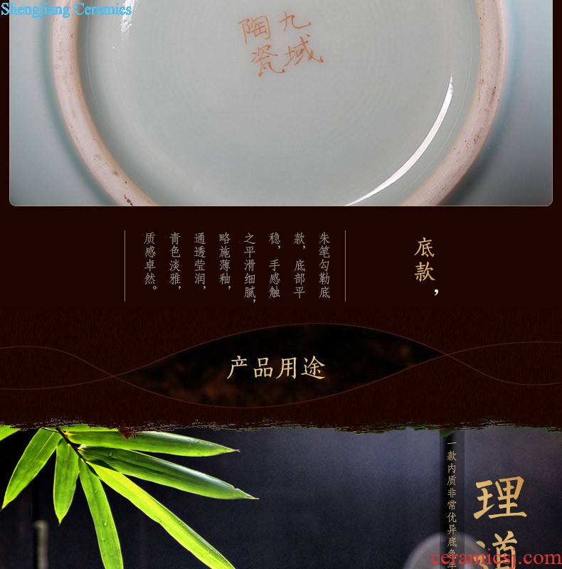 Nine domain Jingdezhen hand-painted pu 'er tea cans ceramic tea cake box of hand-painted flowers and plants tea pot