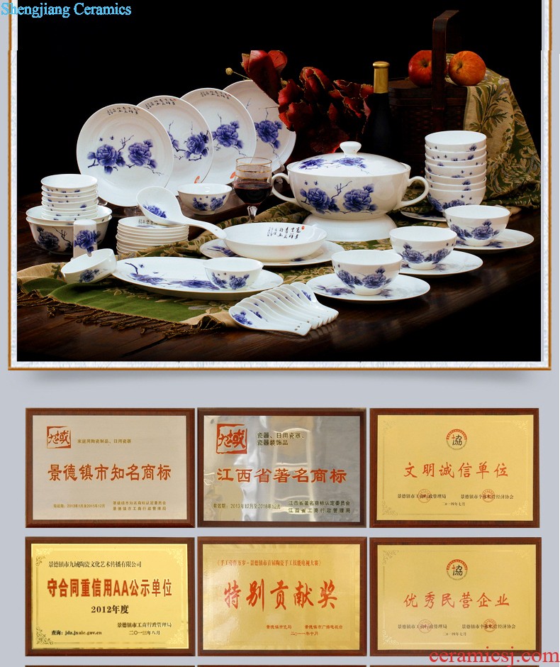 European blue and white porcelain of jingdezhen ceramic nine domain 56 skull porcelain tableware suit Glair dishes consolidation