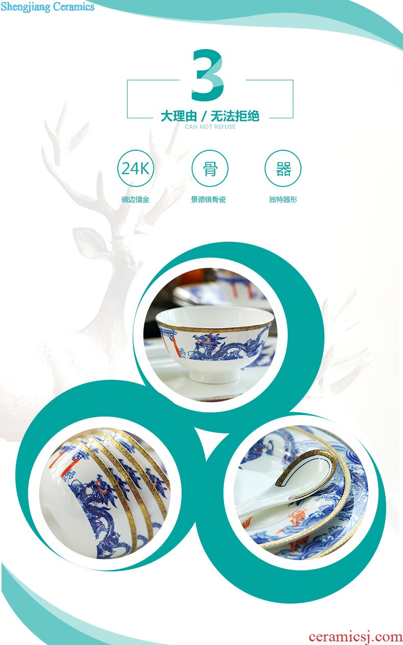 European glair jingdezhen ceramic nine domain 56 skull porcelain tableware suit Blue and white porcelain dishes consolidation