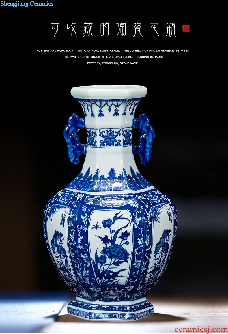 Jingdezhen ceramics vase antique blue-and-white large flower arranging new porch sitting room of Chinese style household act the role ofing is tasted furnishing articles