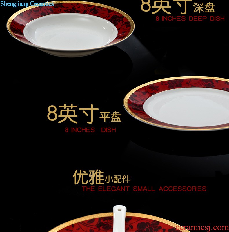 Home dishes suit High-grade bone China tableware jingdezhen ceramic bowl chopsticks nine domain suit European dishes porcelain