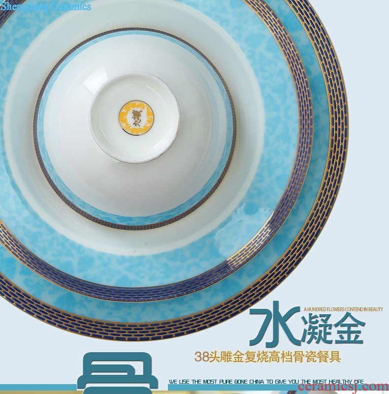 Home dishes suit High-grade bone China tableware jingdezhen ceramic bowl chopsticks nine domain suit European dishes porcelain