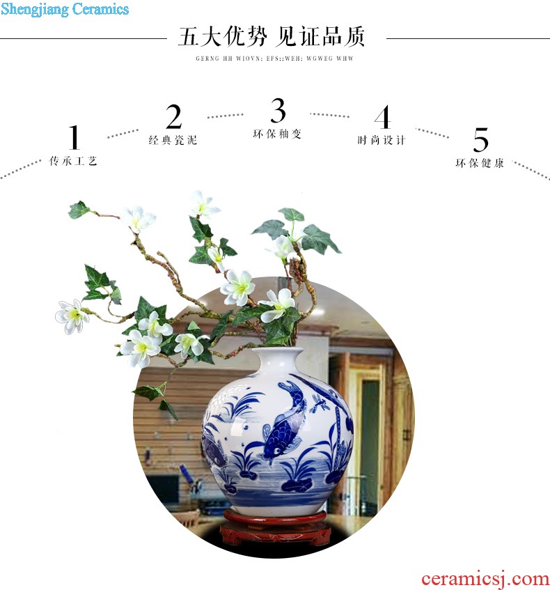 Jingdezhen ceramics hand-painted vases MeiHe double flower arranging clearer Chinese style home sitting room adornment is placed a gift