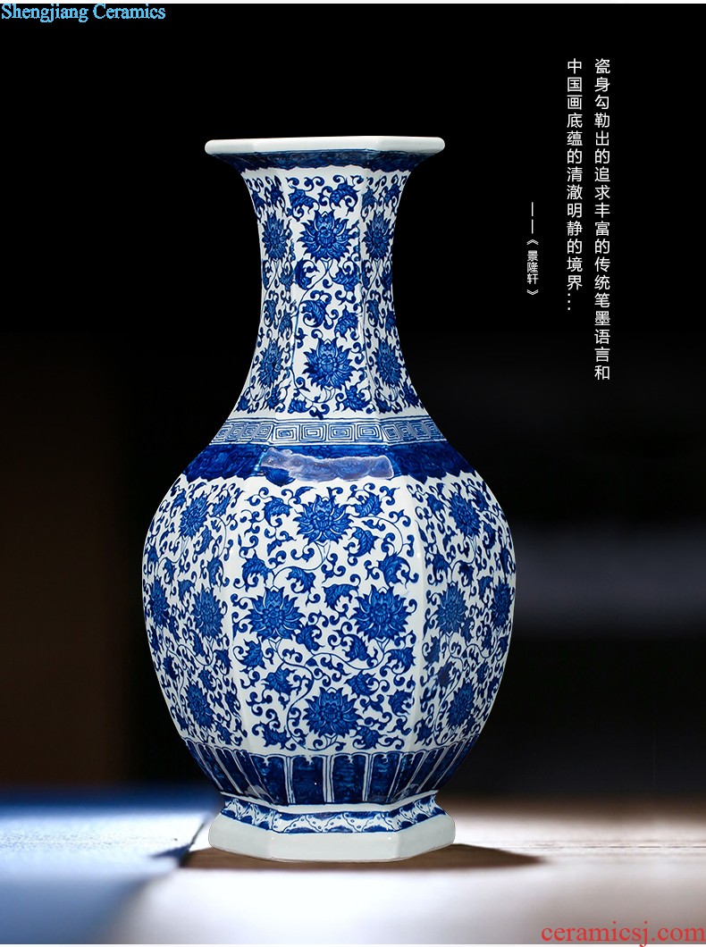 Jingdezhen ceramics vase antique blue-and-white large flower arranging new porch sitting room of Chinese style household act the role ofing is tasted furnishing articles