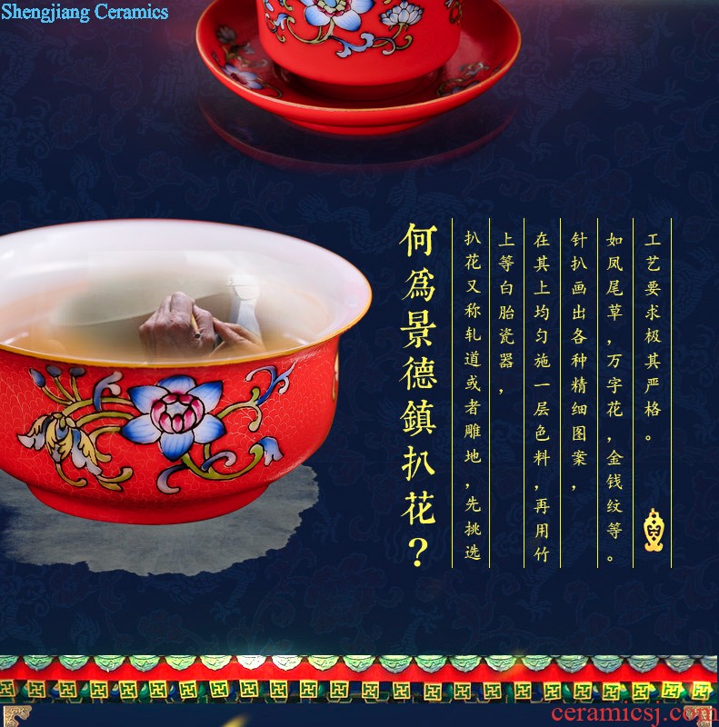 Jingdezhen ceramic nine domain of 10 tea set High-grade hand-painted tureen kung fu of a complete set of creative fragrance-smelling cup