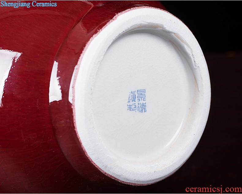 Jingdezhen ceramics vase furnishing articles chrysanthemum patterns flower arranging a three-piece TV ark adornment household decoration