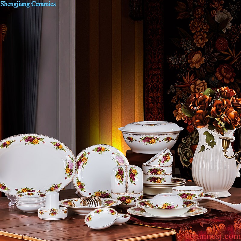 Bowl set nine domain 56 head creative phnom penh porcelain of jingdezhen European bone porcelain tableware dishes dish sets