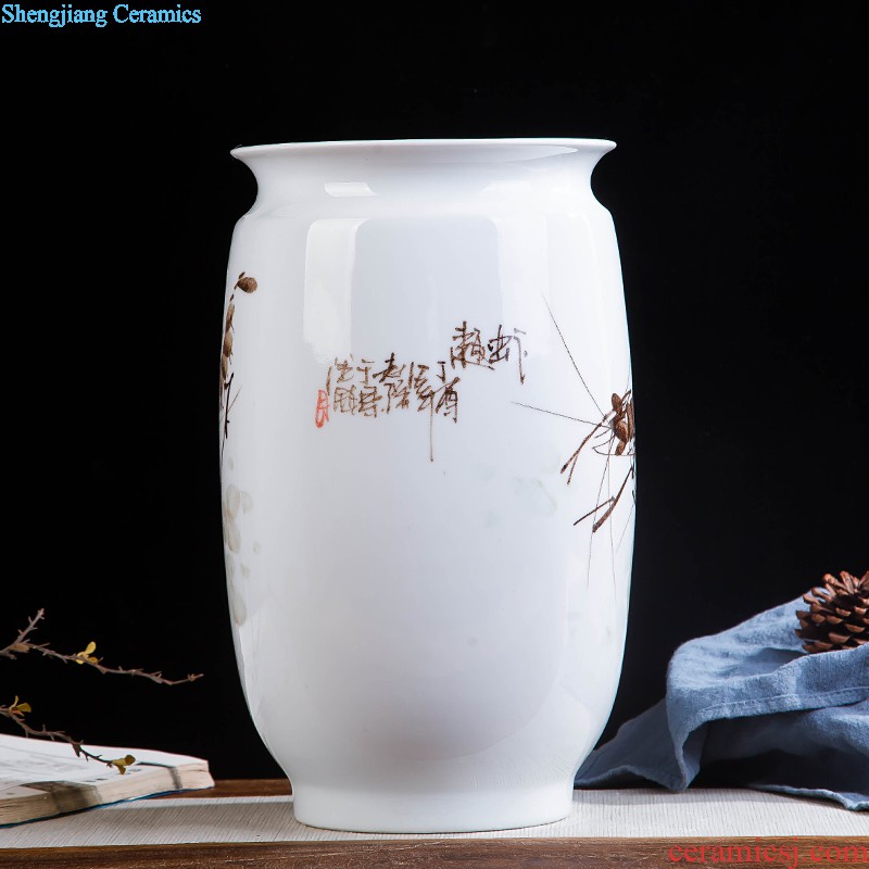 Jingdezhen ceramics hand-painted shrimp boring vase wine porch home decoration sitting room TV ark furnishing articles