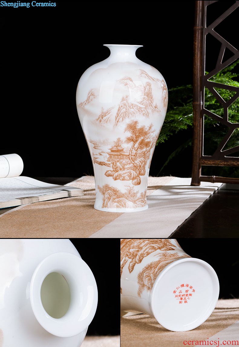 Jingdezhen ceramics vase China red peach gourd home sitting room adornment feng shui is festival furnishing articles