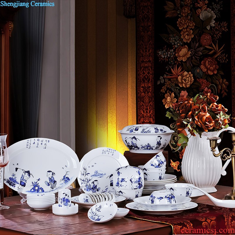 Home dishes suit bowl chopsticks dishes suit porcelain of jingdezhen ceramic bone China tableware nine domain