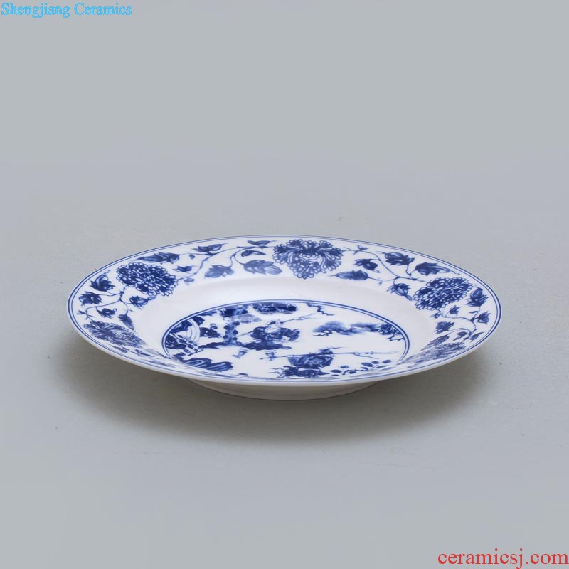 Bone China tableware of jingdezhen blue and white porcelain plates nine domain type dish bone plate 8 inches round platter meal