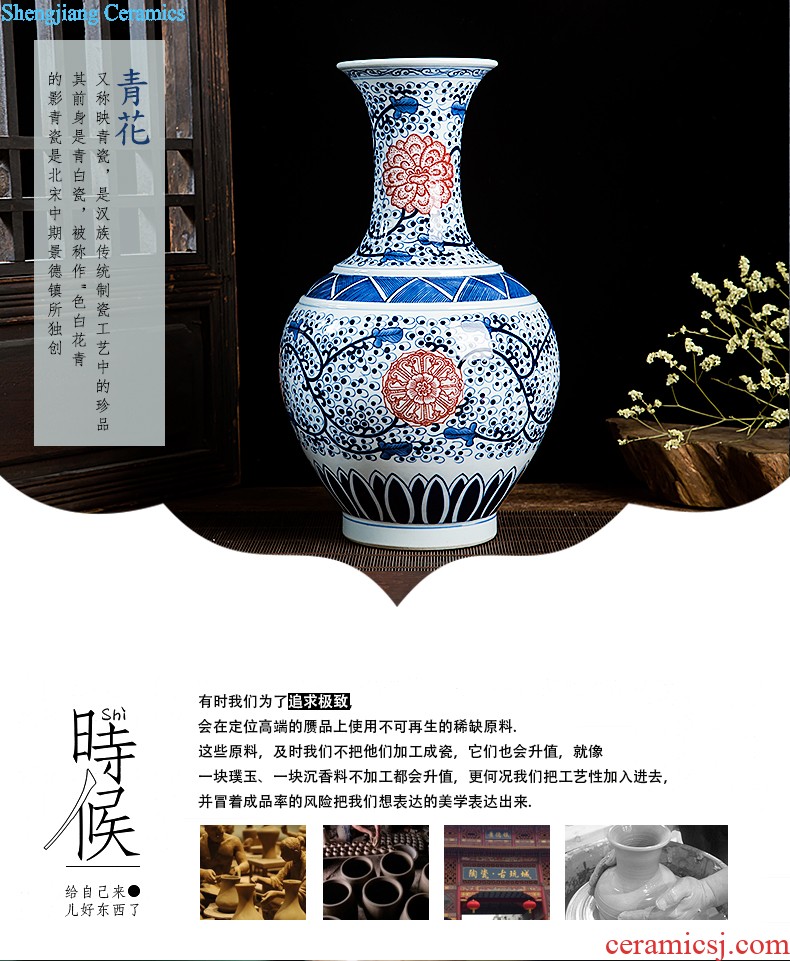 Jingdezhen ceramics big vase sitting room crafts flower arranging landing Chinese style household adornment office furnishing articles