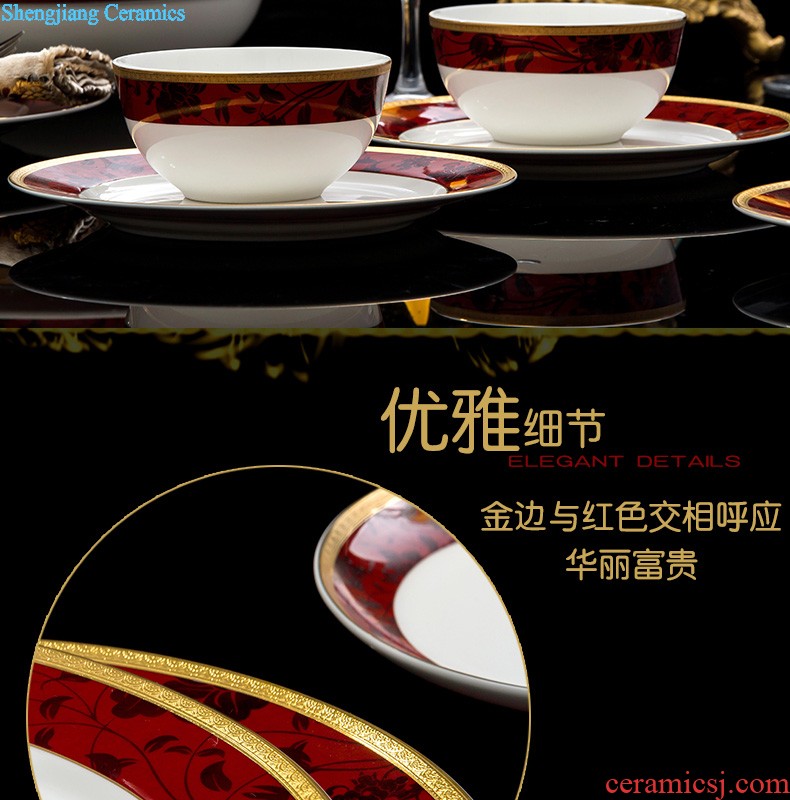 Home dishes suit High-grade bone China tableware jingdezhen ceramic bowl chopsticks nine domain suit European dishes porcelain