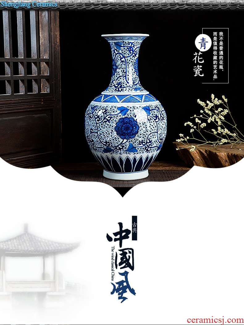 Jingdezhen ceramics big vase sitting room crafts flower arranging landing Chinese style household adornment office furnishing articles