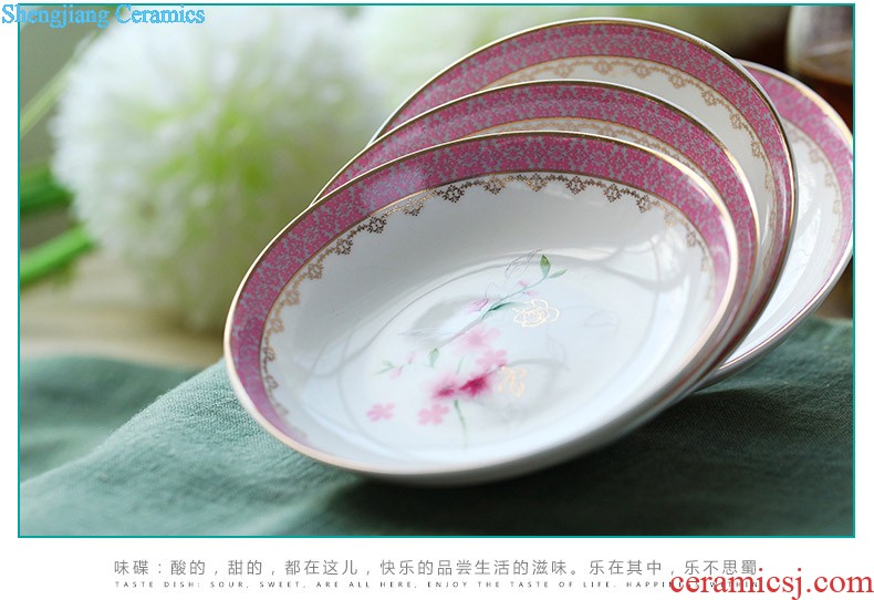 Jingdezhen 56 head Korean high-grade bone China tableware suit dish basin court to talk on ceramics