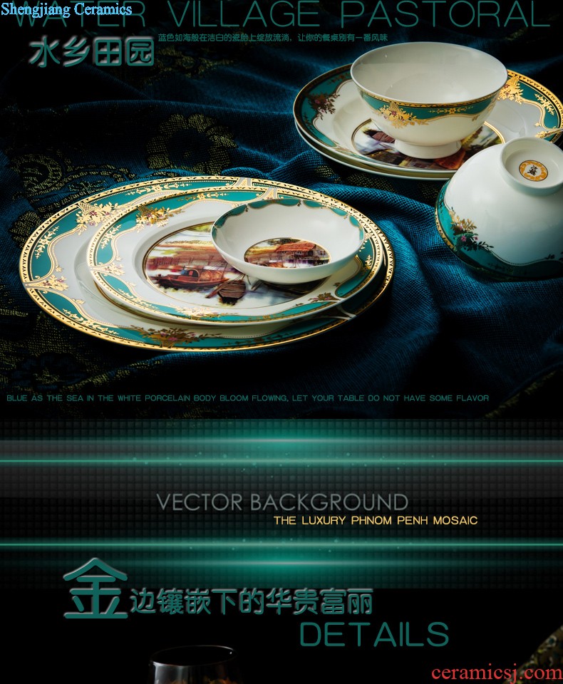 Jingdezhen ceramic tureen tea hand-painted steak spend three to make tea tureen tea cups large bowl