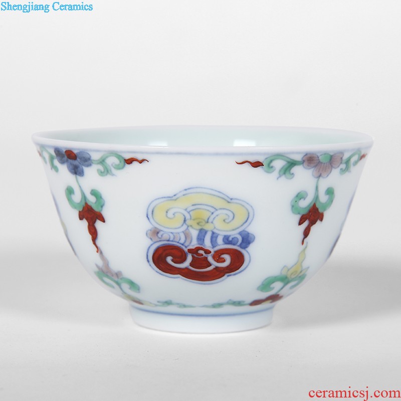 Jingdezhen ceramic nine domain color antique hand-painted porcelain dou qing qianlong sum hen bowl bowl of chicken with cylinder cup