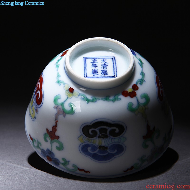 Jingdezhen ceramic nine domain color antique hand-painted porcelain dou qing qianlong sum hen bowl bowl of chicken with cylinder cup